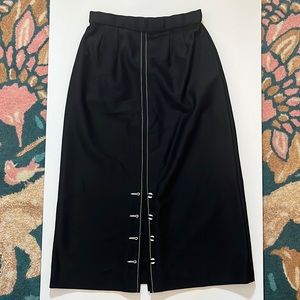 Vintage black front kick pleat skirt